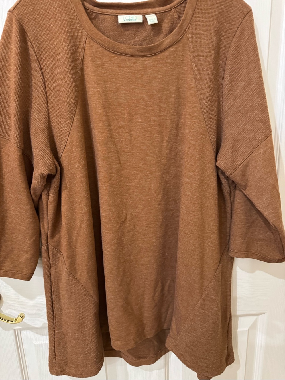 LOGO Caramel Brown Scoop Neck Top